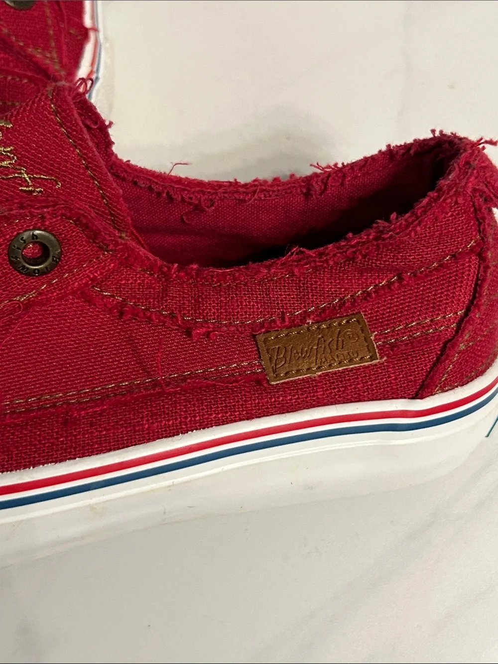 Blowfish Crimson Frayed Slip-On Canvas Sneakers